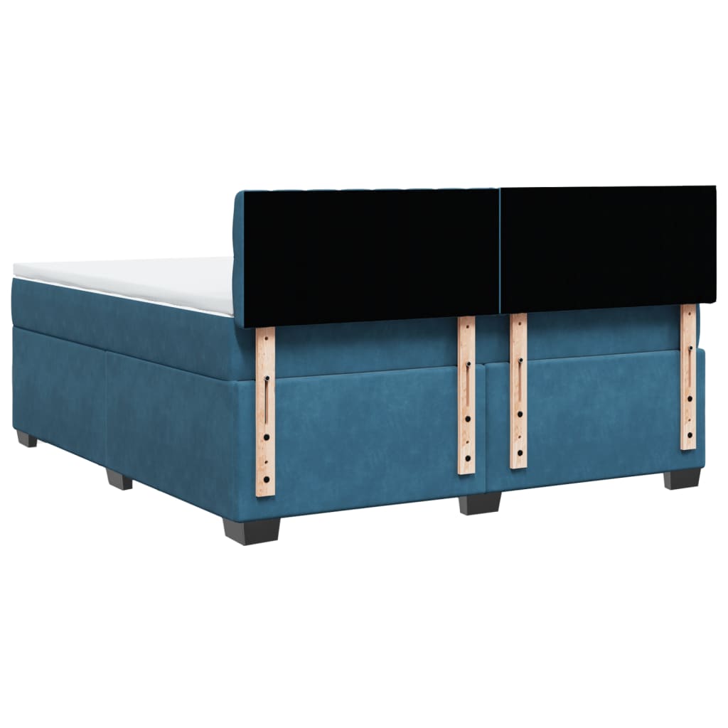 Slatted bed base and blue mattress 180x200 cm velvet