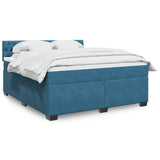 Slatted bed base and blue mattress 180x200 cm velvet