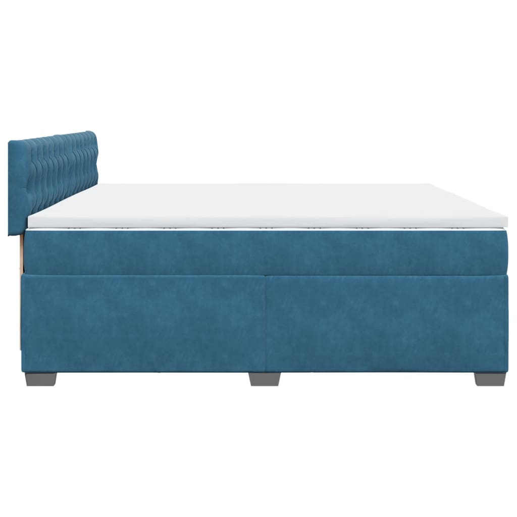 Slatted bed base and mattress Blue 200x200 cm velvet