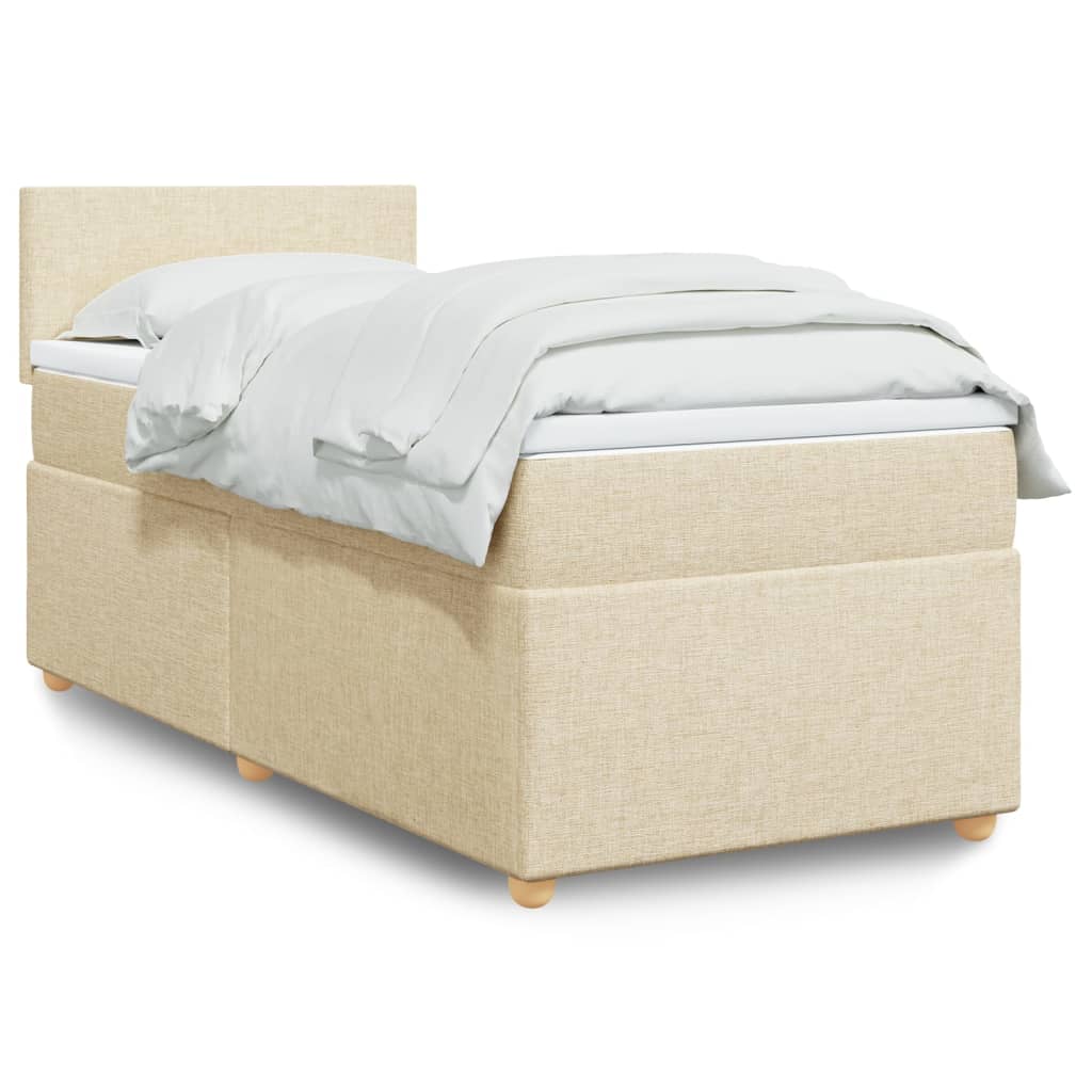 Sommier à lattes de lit avec matelas Crème 80x200 cm Tissu