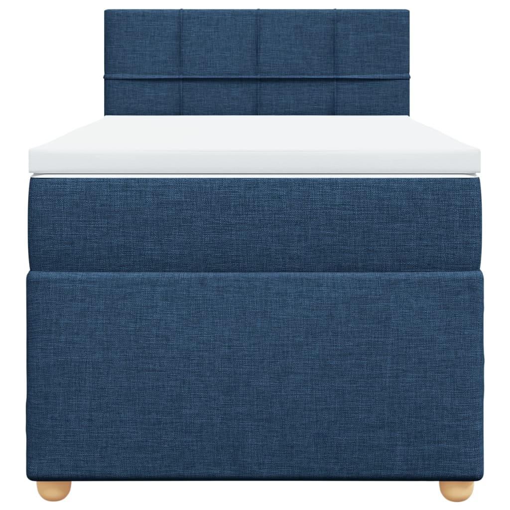 Slatted bed base with mattress Blue 80x200 cm Fabric