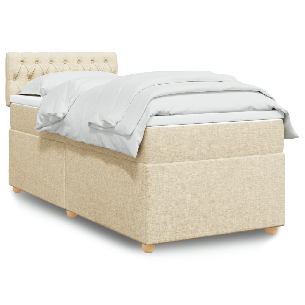 Sommier à lattes de lit avec matelas Crème 80x200 cm Tissu