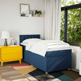 Slatted bed base with mattress Blue 80x200 cm Fabric