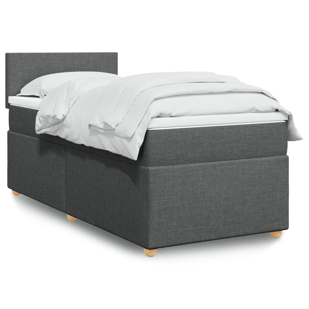 Sommier à lattes de lit avec matelas Gris foncé 90x200 cm Tissu