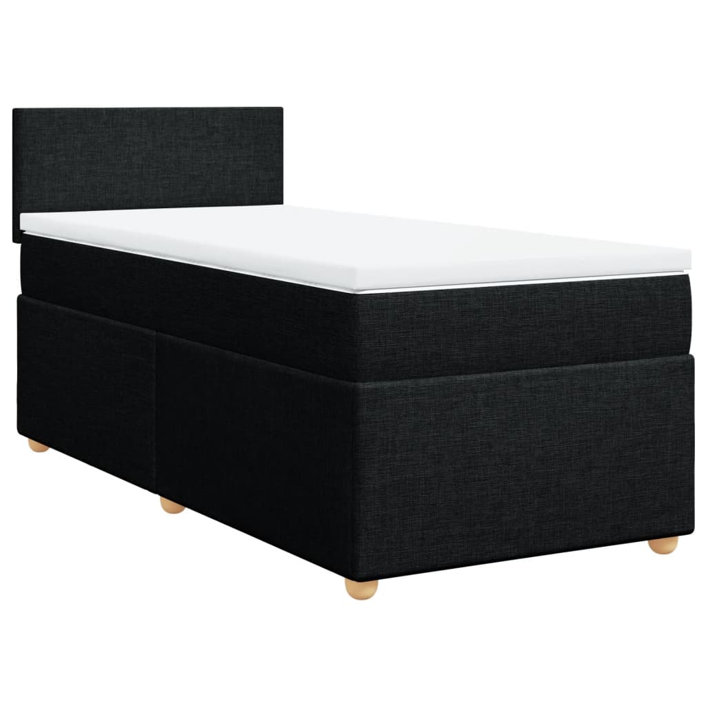 Slatted bed base with mattress Black 90x200 cm Fabric