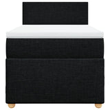 Slatted bed base with mattress Black 90x200 cm Fabric