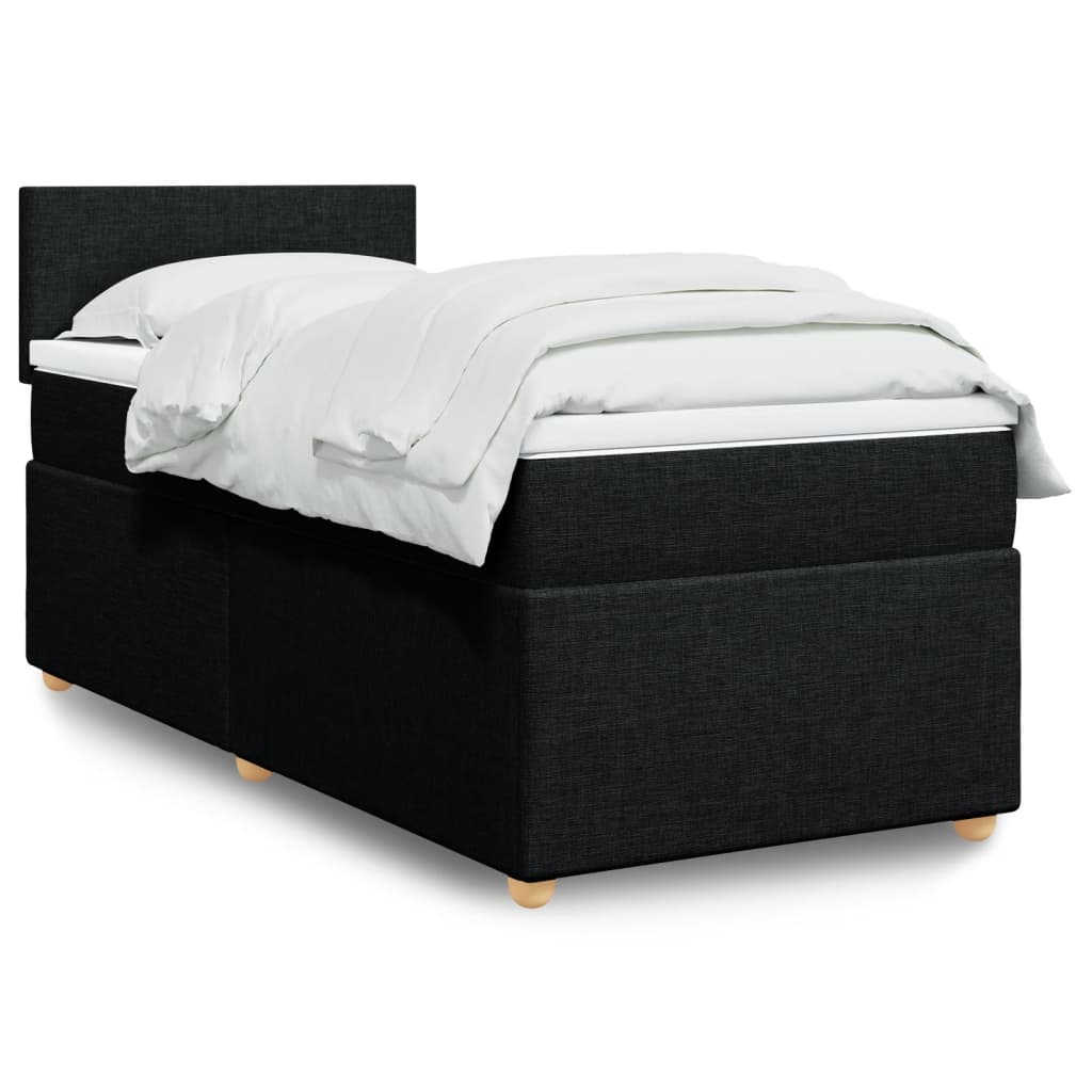 Slatted bed base with mattress Black 90x200 cm Fabric