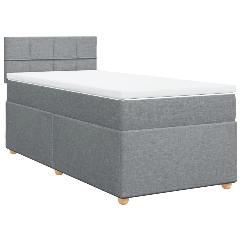 Sommier à lattes de lit avec matelas Gris clair 90x200 cm Tissu