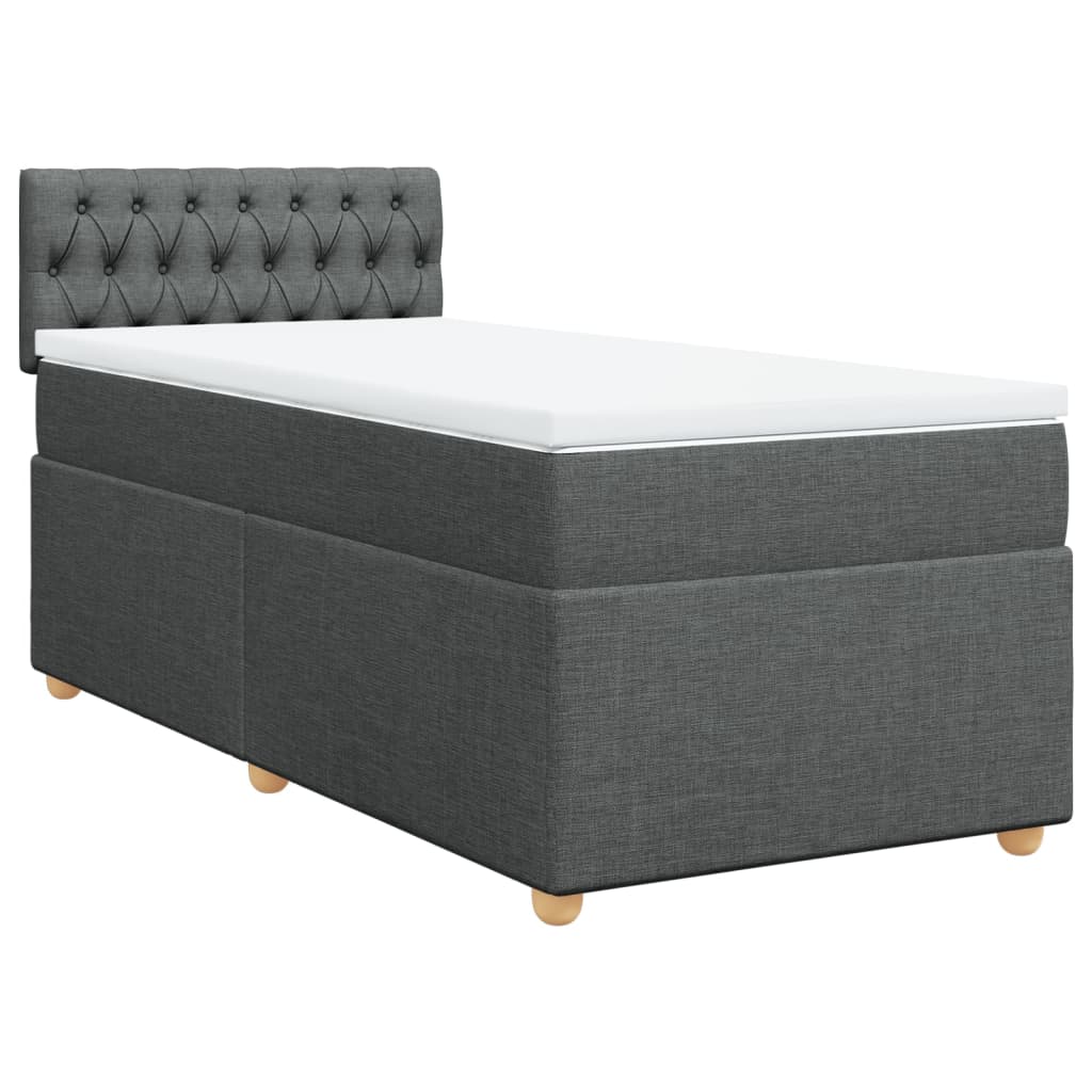 Sommier à lattes de lit avec matelas Gris foncé 90x200 cm Tissu