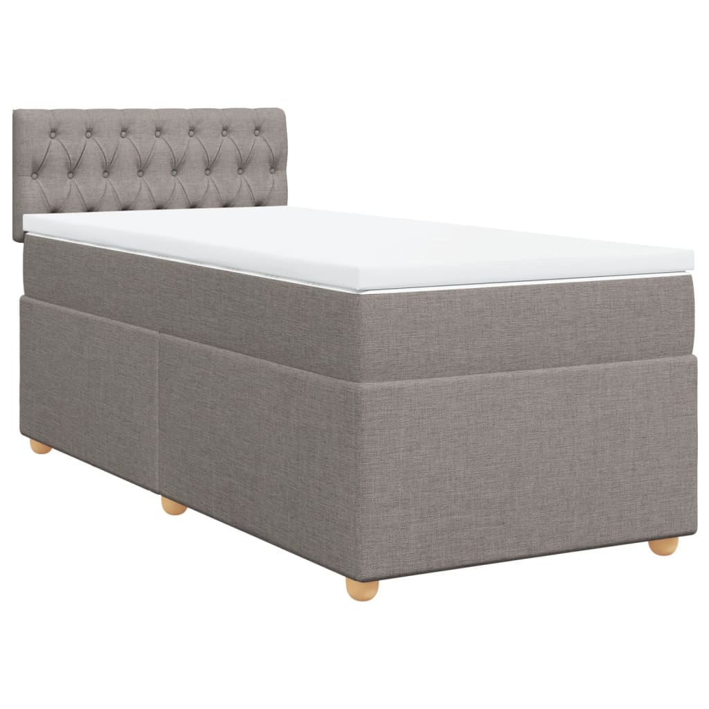 Slatted bed base with mattress Taupe 90x200 cm Fabric