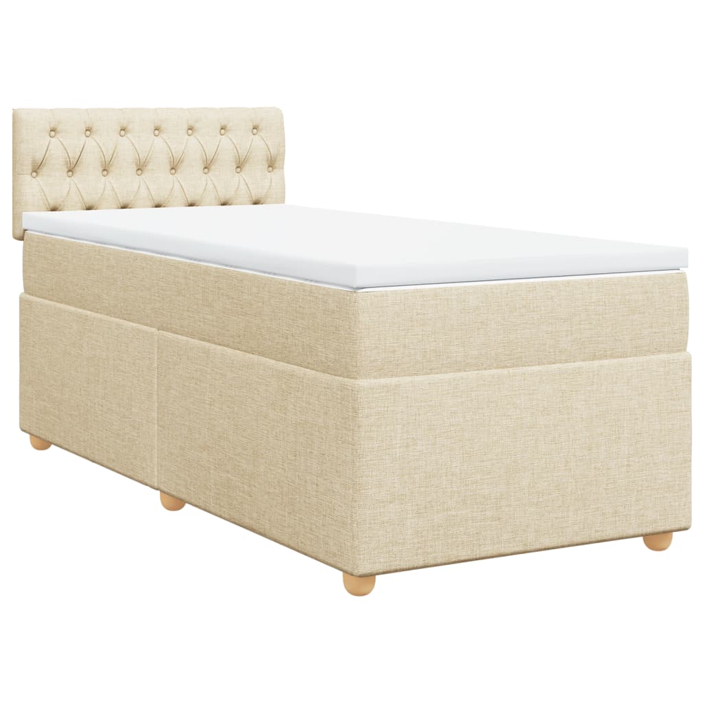 Sommier à lattes de lit avec matelas Crème 90x200 cm Tissu