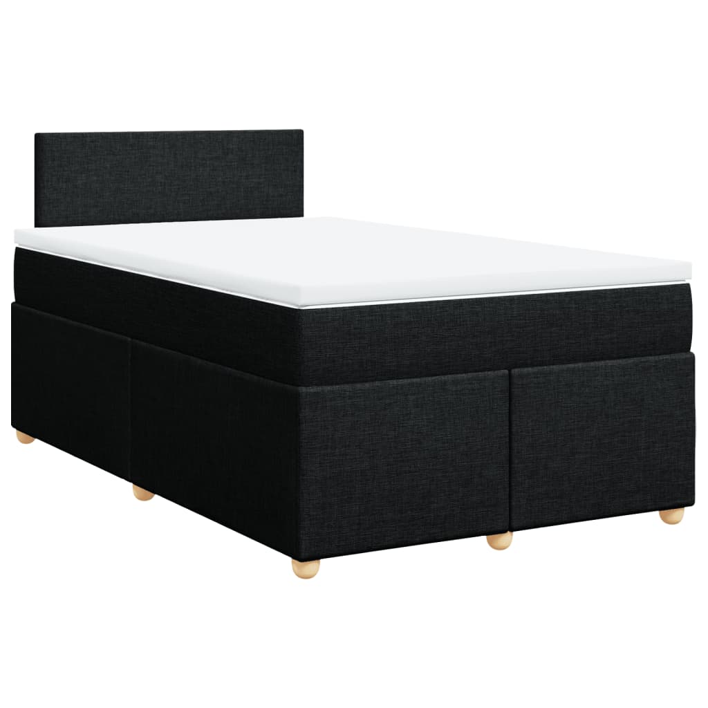 Slatted bed base with black mattress 120x190 cm fabric