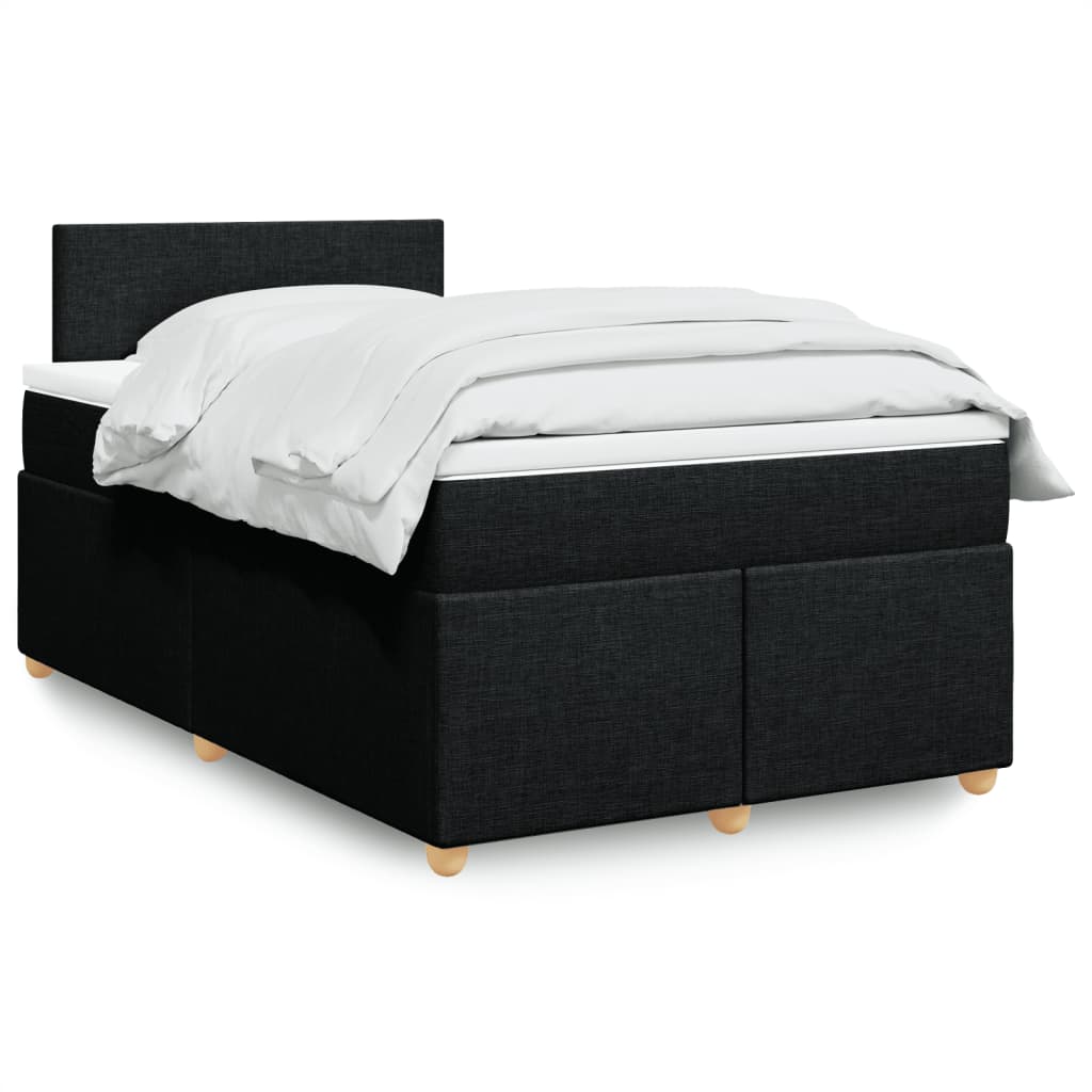 Slatted bed base with black mattress 120x190 cm fabric