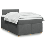 Slatted bed base with dark gray mattress 120x190cm fabric