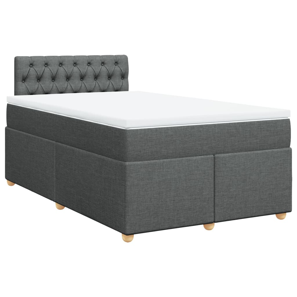 Slatted bed base with dark gray mattress 120x190cm fabric