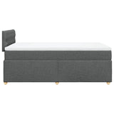 Slatted bed base with dark gray mattress 120x190cm fabric