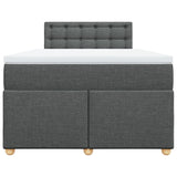 Slatted bed base with dark gray mattress 120x190cm fabric