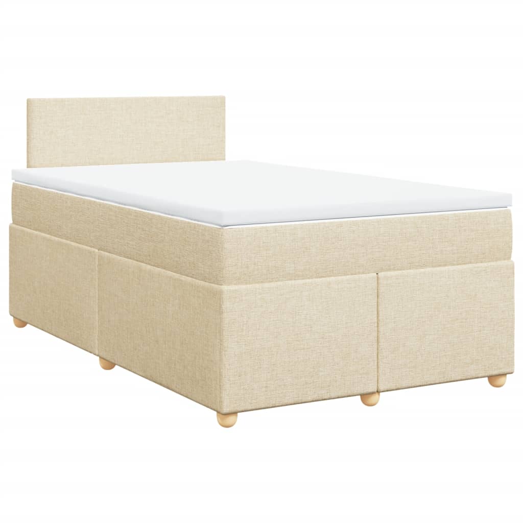 Bed slatted base with mattress Cream 120x200 cm Fabric