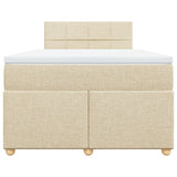 Bed slatted base with mattress Cream 120x200 cm Fabric