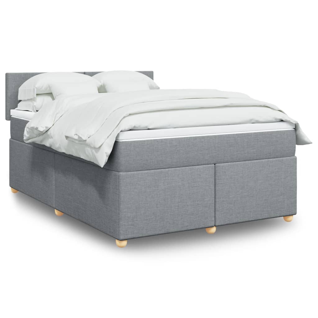 Sommier à lattes de lit avec matelas Gris clair 140x190cm Tissu