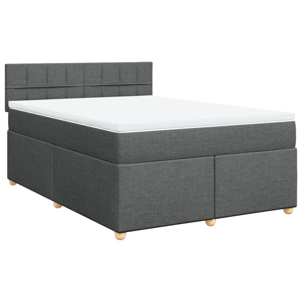 Sommier à lattes de lit avec matelas Gris foncé 140x190cm Tissu