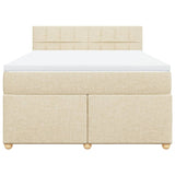 Bed slatted base with mattress Cream 140x190 cm Fabric