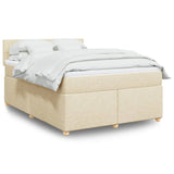 Bed slatted base with mattress Cream 140x190 cm Fabric