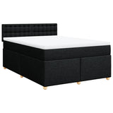 Sommier à lattes de lit avec matelas Noir 140x190 cm Tissu