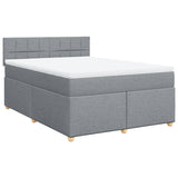 Slatted bed base with mattress Light grey 140x200cm Fabric