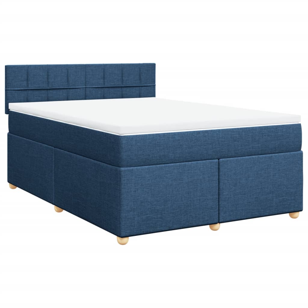 Slatted bed base with mattress Blue 140x200 cm Fabric