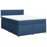 Slatted bed base with mattress Blue 140x200 cm Fabric