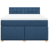 Slatted bed base with mattress Blue 140x200 cm Fabric