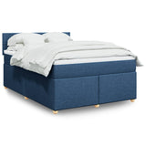 Slatted bed base with mattress Blue 140x200 cm Fabric