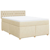 Bed slatted base with mattress Cream 140x200 cm Fabric