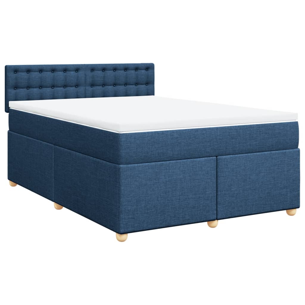 Slatted bed base with mattress Blue 140x200 cm Fabric