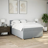 Slatted bed base with mattress Light grey 160x200cm Fabric