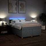 Slatted bed base with mattress Light grey 160x200cm Fabric