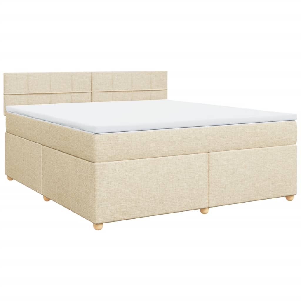 Bed slatted base with mattress Cream 180x200 cm Fabric