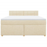 Bed slatted base with mattress Cream 180x200 cm Fabric