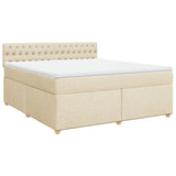 Bed slatted base with mattress Cream 180x200 cm Fabric