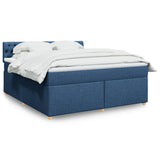 Slatted bed base with mattress Blue 180x200 cm Fabric