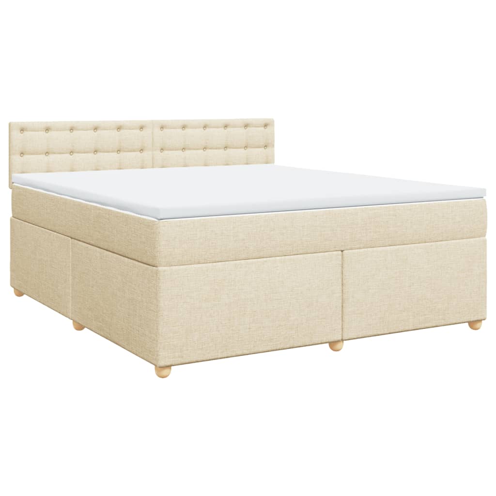 Bed slatted base with mattress Cream 180x200 cm Fabric