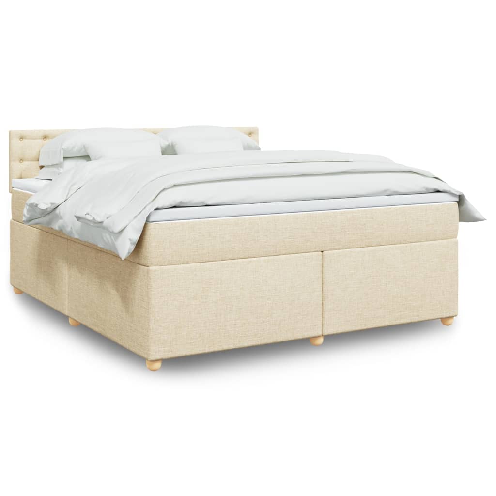 Bed slatted base with mattress Cream 180x200 cm Fabric