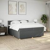 Slatted bed base with mattress Dark grey 200x200cm Fabric