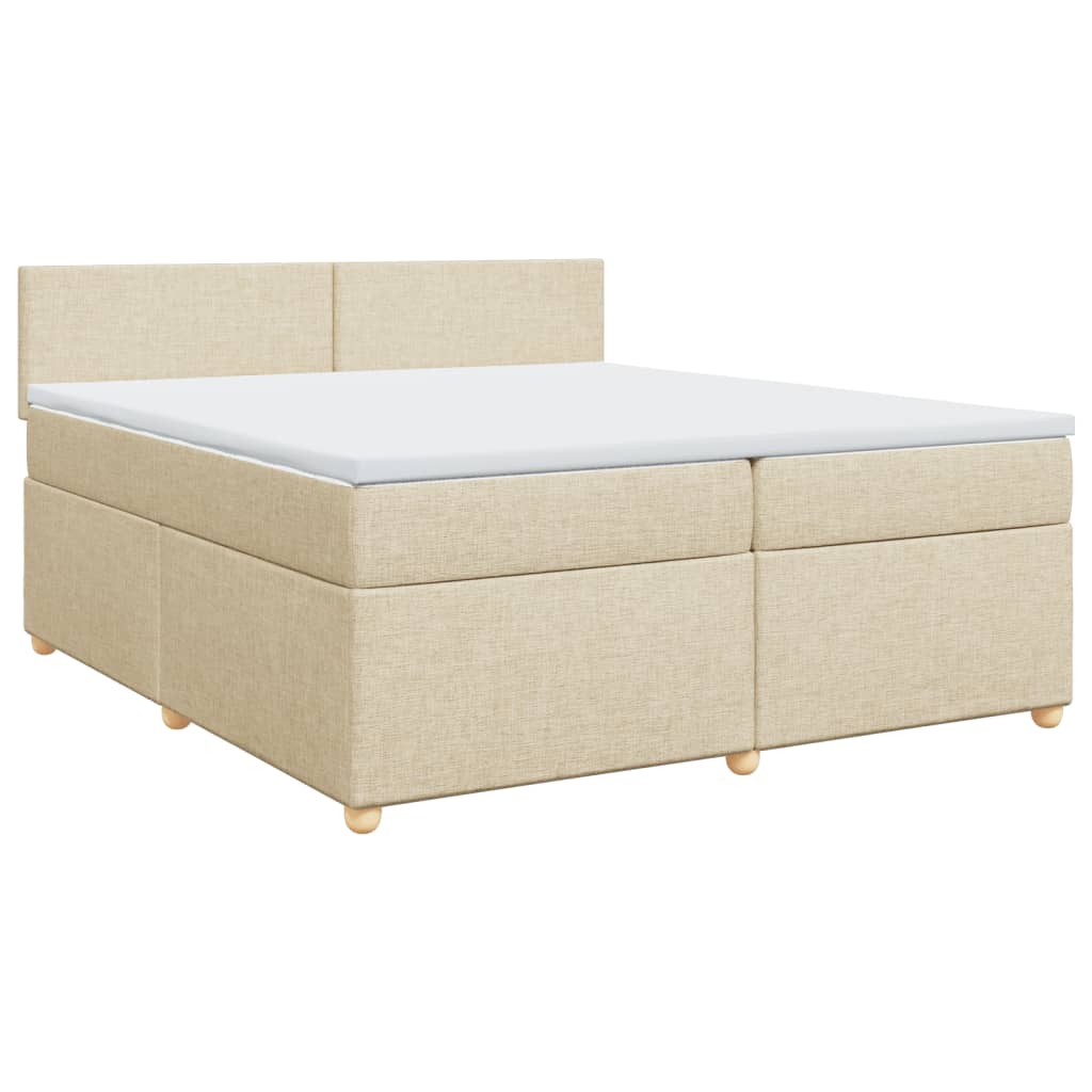 Bed slatted base with mattress Cream 200x200 cm Fabric