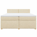 Bed slatted base with mattress Cream 200x200 cm Fabric