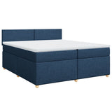 Slatted bed base with mattress Blue 200x200 cm Fabric