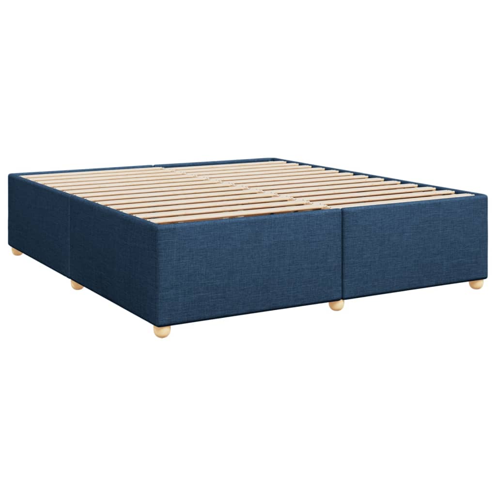 Slatted bed base with mattress Blue 200x200 cm Fabric