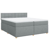 Slatted bed base with mattress Light grey 200x200cm Fabric