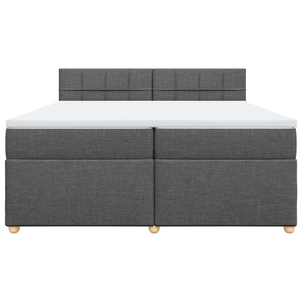 Sommier à lattes de lit avec matelas Gris foncé 200x200cm Tissu